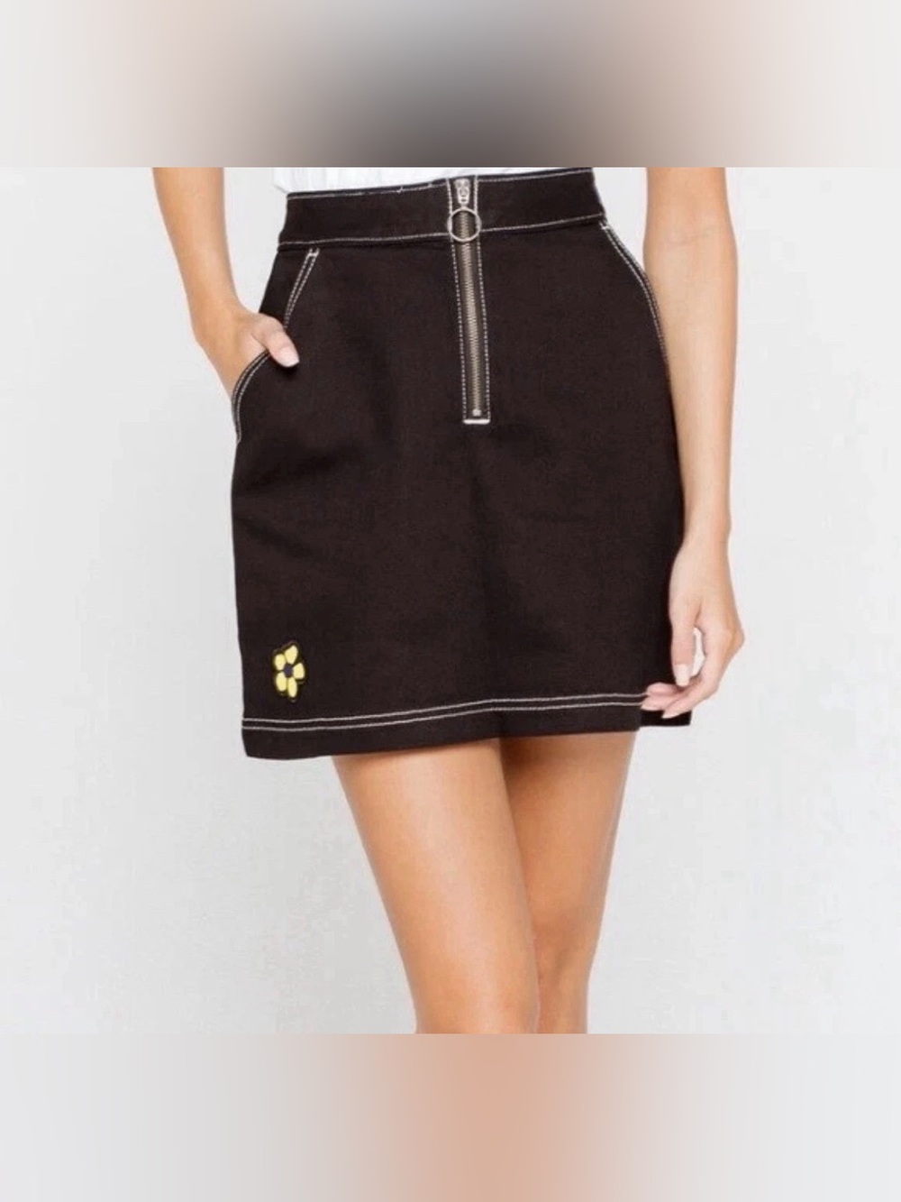 Vans Women Brighton High Waisted Black Denim Skirt Size Small